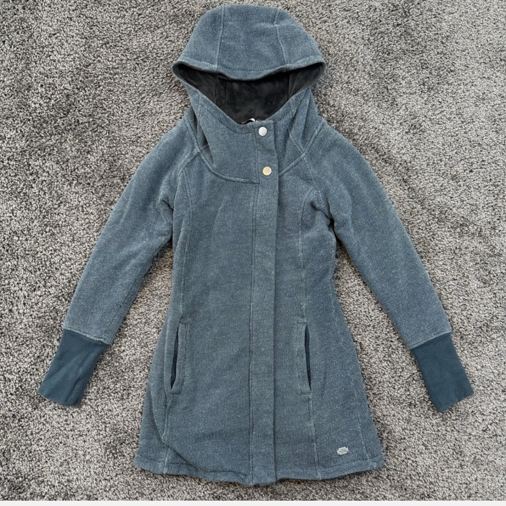 The North Face Dionne Hooded Long Jacket Women’s S Full Zip Fleece Lined Green
